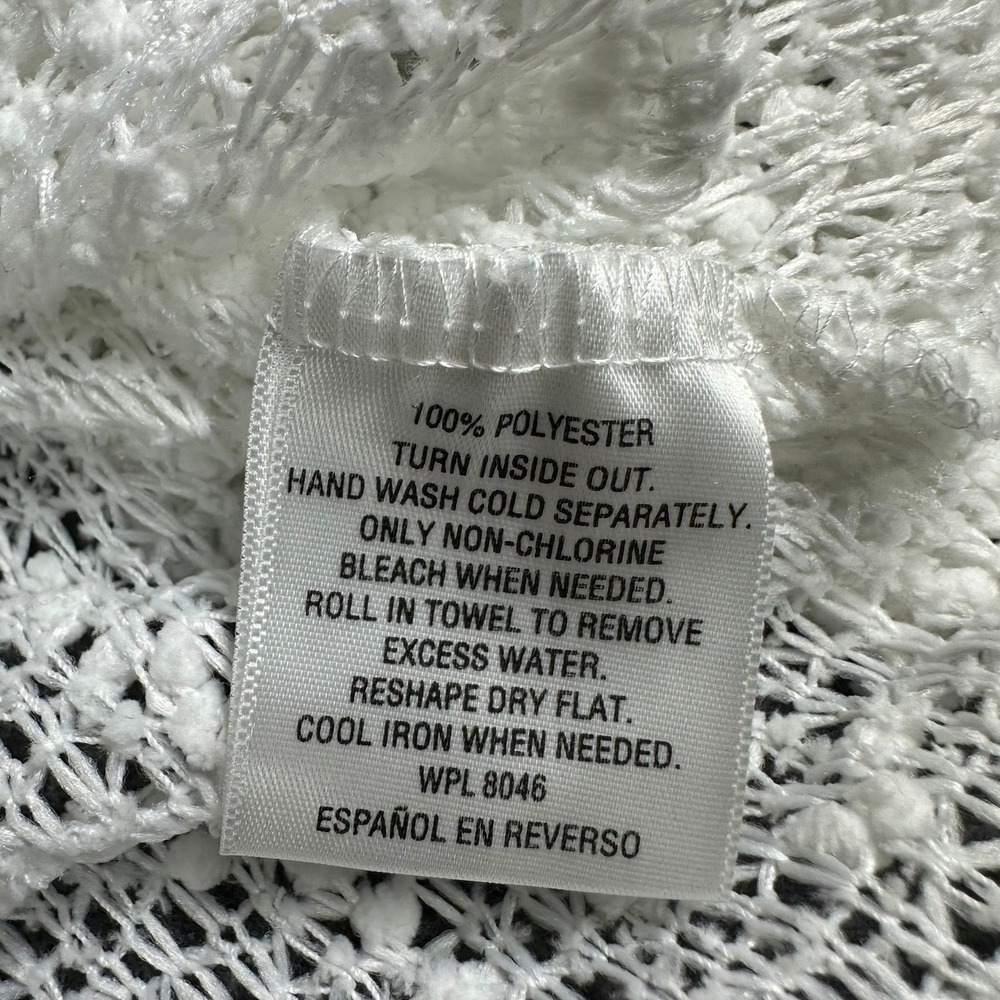 JM Collection Womens XL Bright White Open Knit Short Sleeve Cardigan Sweater New - Picture 6 of 9